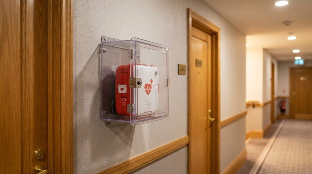 Close-up professional stock photo of a heart defibrillator A