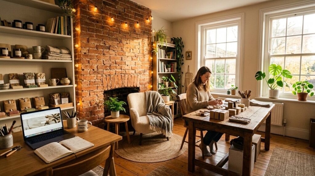 Wide angle shot of a peaceful home-based lifestyle business 