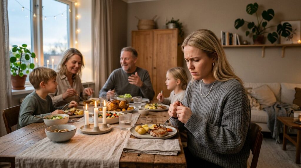 Photorealistic stock photo, 16:9 format. Cozy Scandinavian l