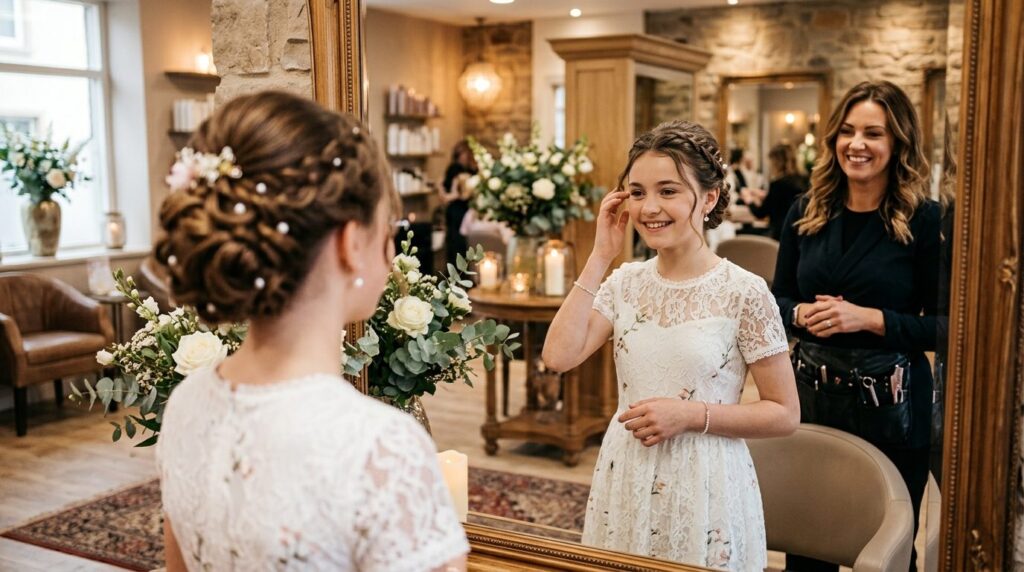 Warm, inviting photorealistic image of a confirmation-aged g