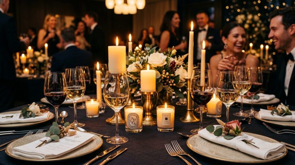 Close-up detail shot of a beautifully arranged corporate eve